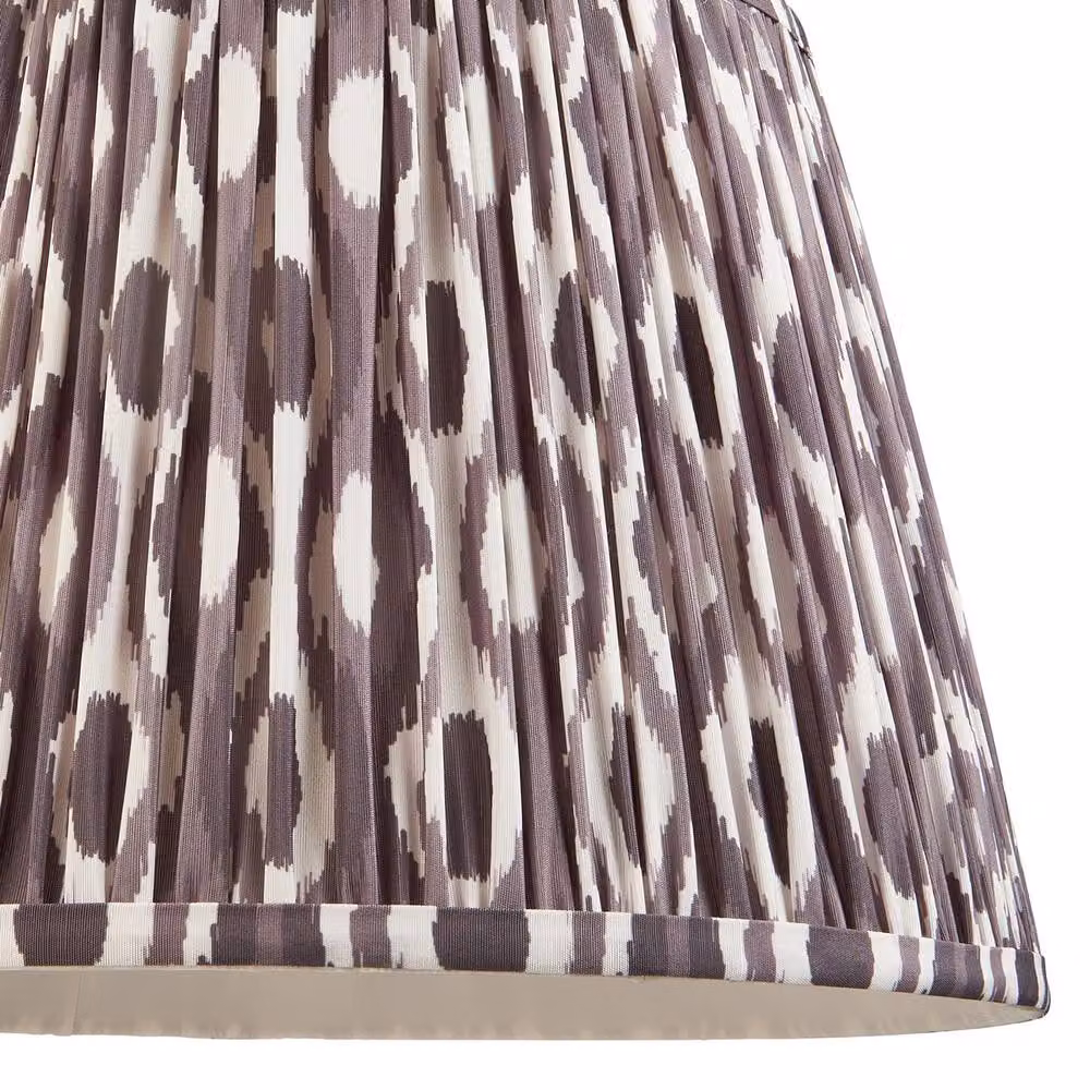 Netlighting Bobble White Ceramic Table Lamp with Grey Fabric Ikat Shade, Diameter: 35 cm, B22 – 3