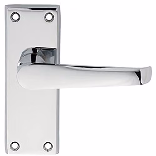 Loops Pair Straight Handle on Short Latch Backplate in Polished Chrome, W: 118 mm, H: 42 mm