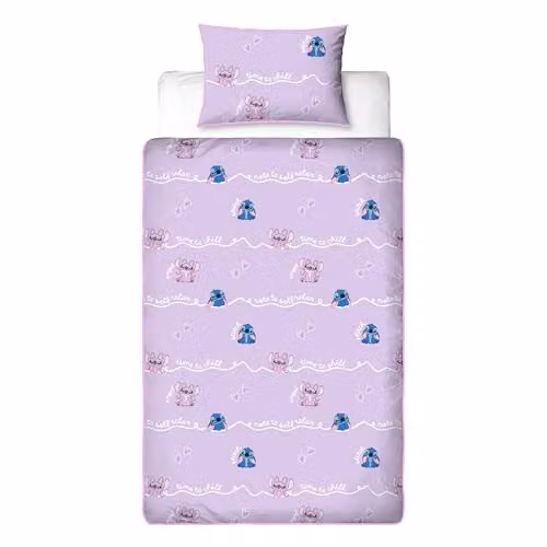 Disney Lilo and Stitch Chill Reversible Single Duvet Cover and Pillowcase Set in Pink, Purple and White, W/D/H: 135 x 200 cm and 90 x 200 cm – 2