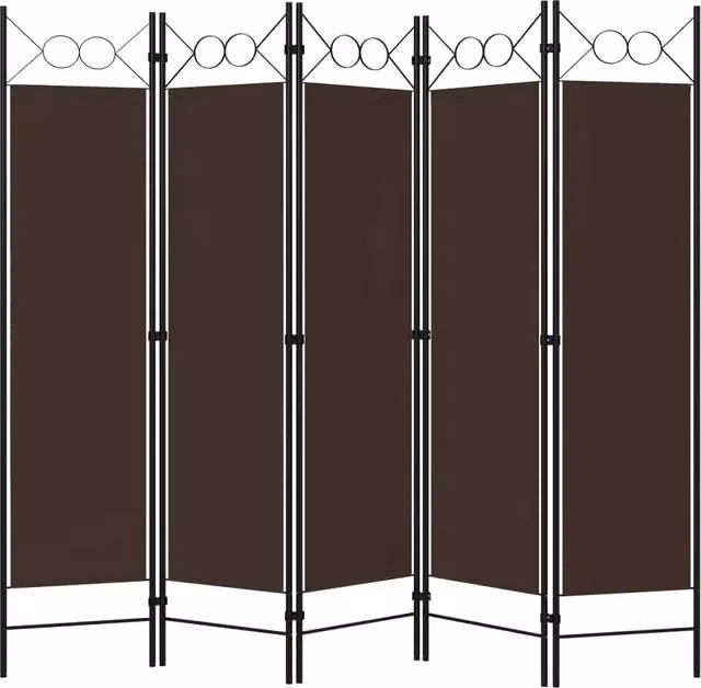 Berkfield Home 5-Panel Room Divider in Brown, W/H: 200 x 180 cm – 1