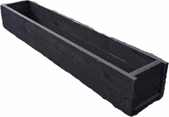 Black Woven Wood Window Box Planter Trough