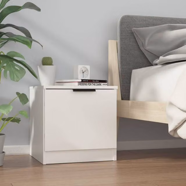 Berkfield Home Decorative Bedside Cabinets, 2 Pack, White, W/D/H: 40 x 39 x 40 cm