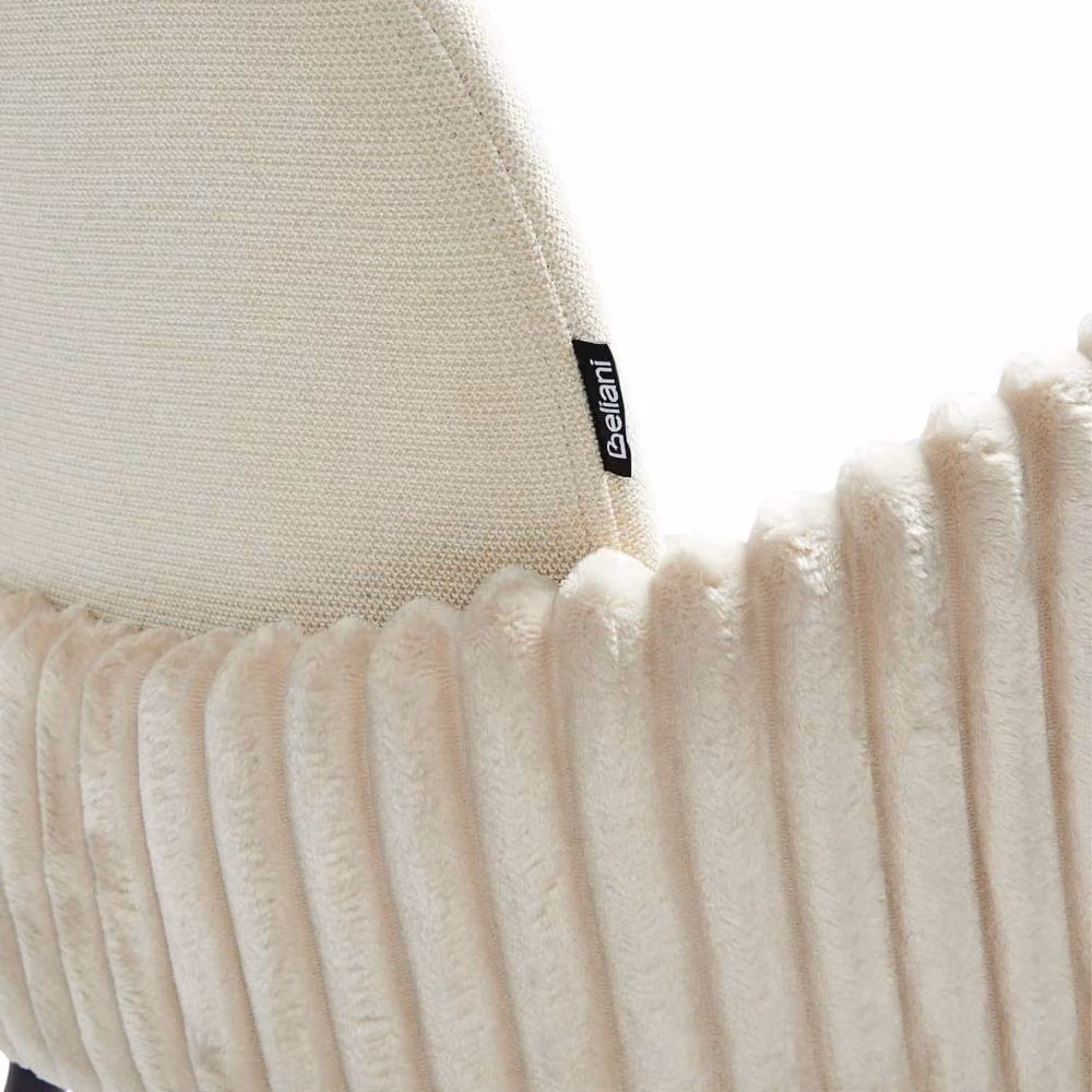 Wyld and Coco Set of 2 Retro Bar Chairs in Light Beige Woven Velvet Fabric – 3