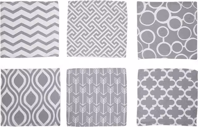 Livingandhome Set of 6 Geometric Square Throw Pillow Covers in Light Grey, W/D/H: 45 x 45 x 45 cm