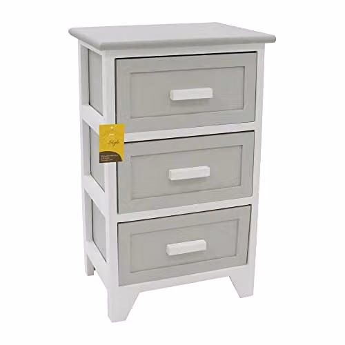 JVL Abingdon 3 Drawer Willow Storage Unit in White or Grey, W/D/H: 57 x 35 x 27 cm – 1