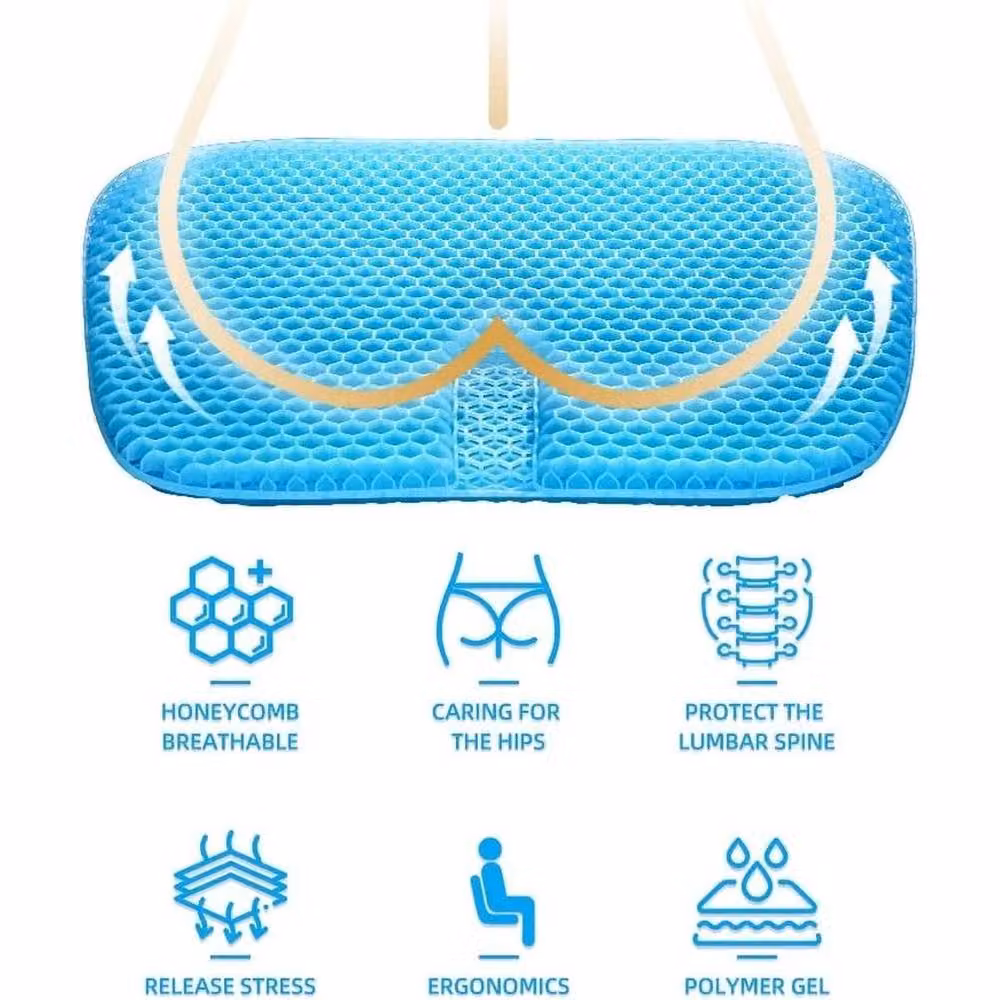 KORVIXA Breathable Gel Seat Cushion, Blue, W: 100 cm, D: 190 cm – 2