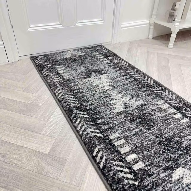 runrug Native Hallway Carpet Runner Rug in Grey, W: 60 cm, L: 330 cm – 1