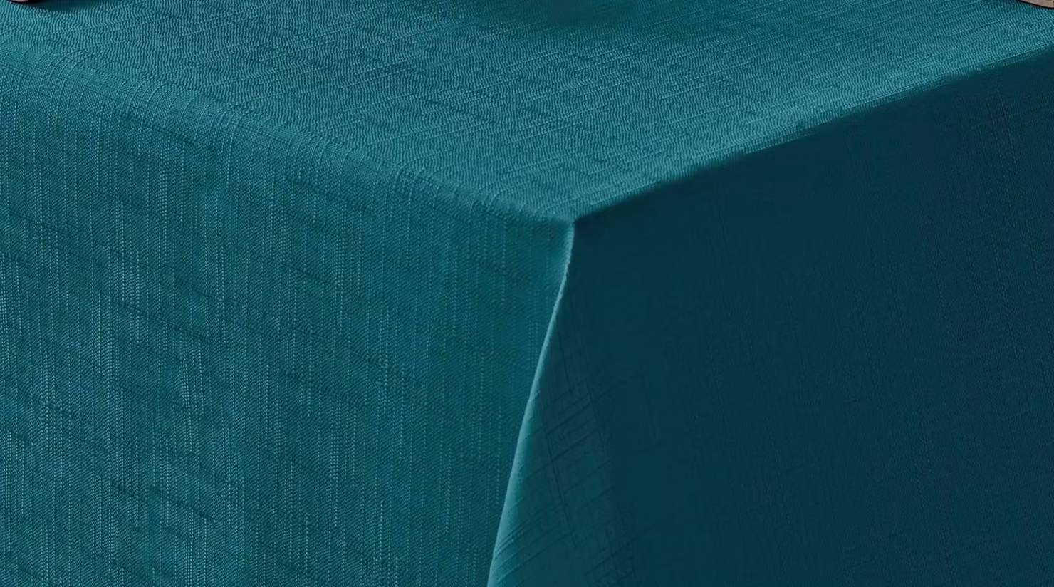 Luxury Living Round Linen-Look Tablecloth in Petrol Blue, Diameter: 85 cm – 2
