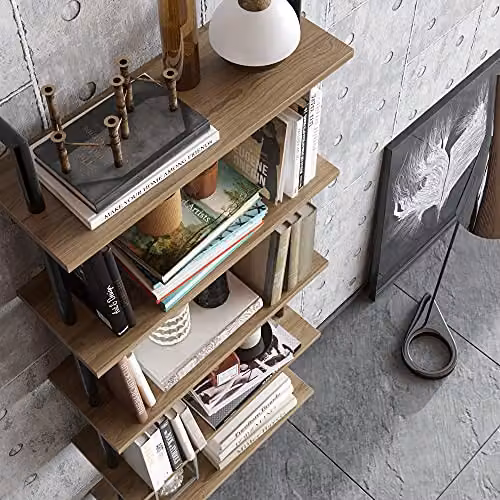 DECOROTIKA Paula 5-Tier Wall Mounted Modern Bookshelf in Black and Brown – 2