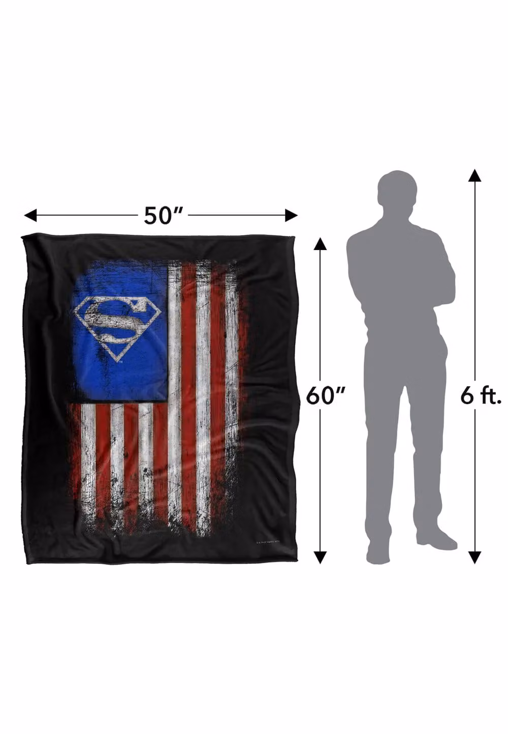 Superman Old Glory Shield Silky Touch Super Soft Fleece Throw Blanket, White, W/D/H: 152 x 127 cm – 8