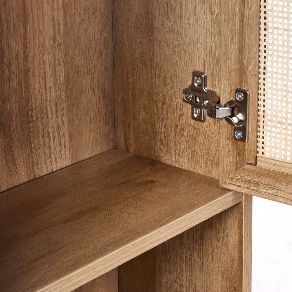 Wyld and Coco Brown Wall Mounted Cabinet with Rattan MDF Doors, W/D/H: 40 x 19 x 60 cm – 5
