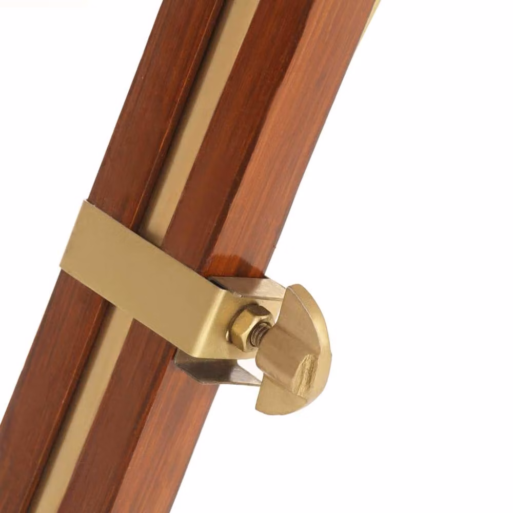Berkfield Home Adjustable Tripod Floor Lamp in Brown and Gold/Brass with Mango Wood and Glass Shade, Height: 193 cm – 4