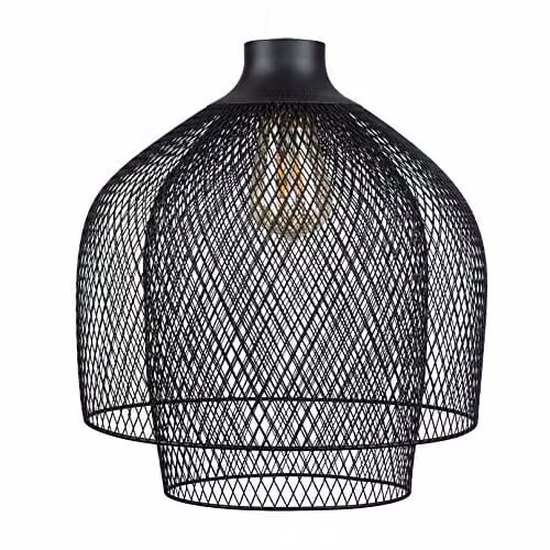 MiniSun Retro Steampunk 2 Tier Dome Ceiling Light Shade in Matt Black, Shade Width: 35.5 cm – 1