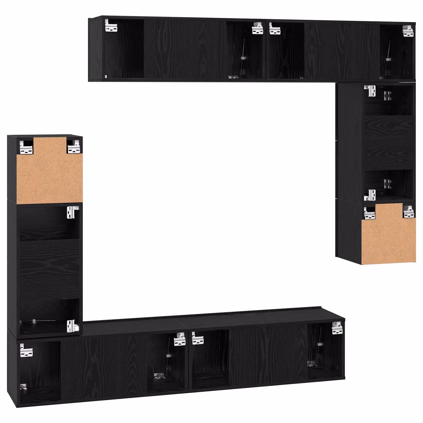 Berkfield Home 8-Piece Modern Wall Mounted TV Cabinet Set in Black Oak, W/D/H: 80 x 30 x 30 cm – 3