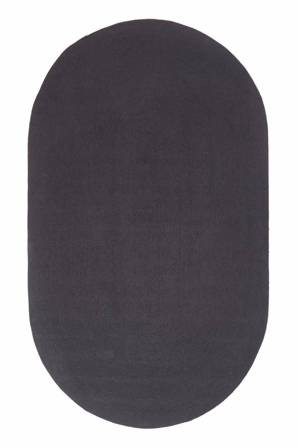 Homescapes Handmade Woven Braided Oval Cotton Rug in Black, Diameter: 120 cm – 2