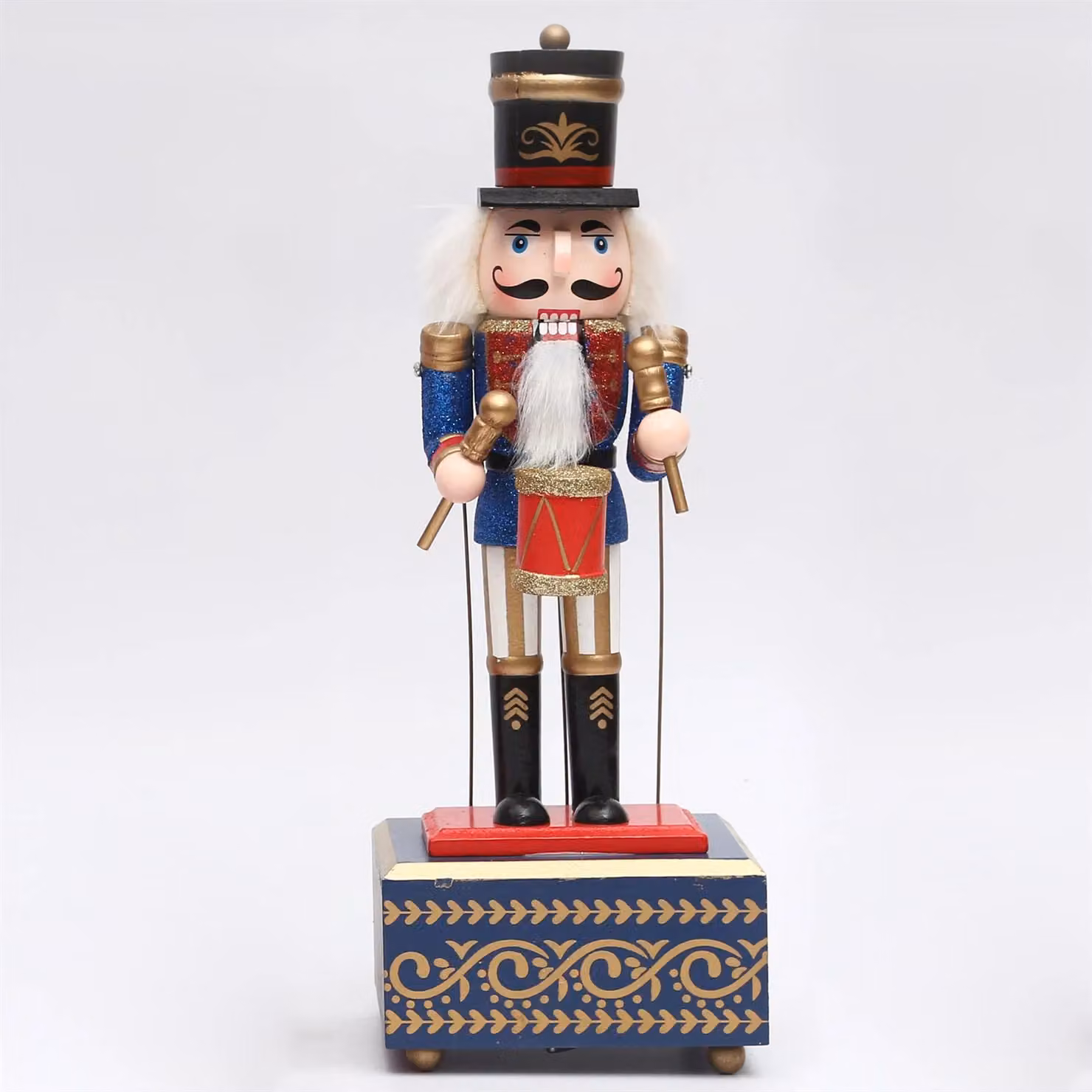 Shatchi Musical Animated Wooden Nutcracker Soldier Christmas Ornament, Multicolour, Height: 30 cm – 2