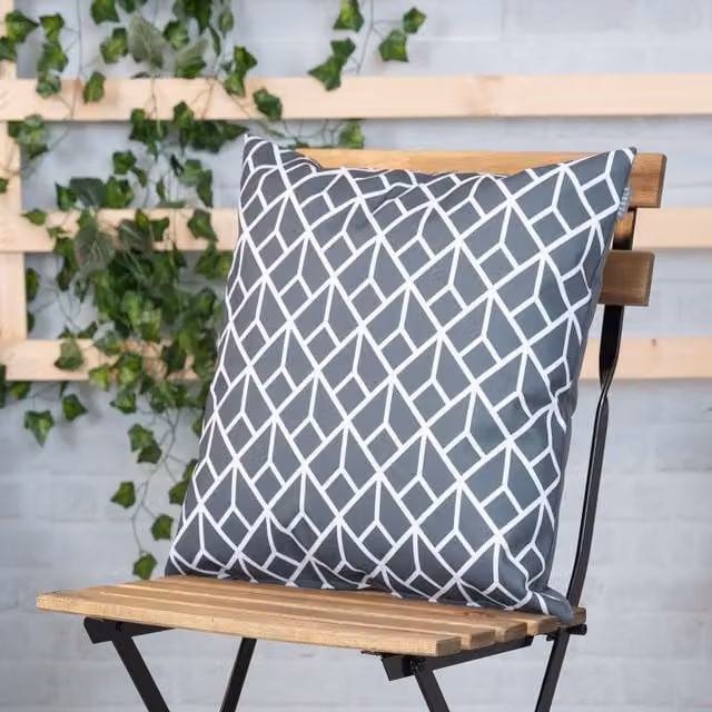 ICON Art Deco Geometric Print Waterproof Indoor and Outdoor Cushion Set of 2 in Grey, W/D/H: 43 x 43 x 43 cm – 2