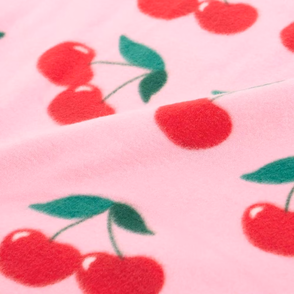 Pawnora Pink Cherry Print Soft Fleece Throw Blanket – 3