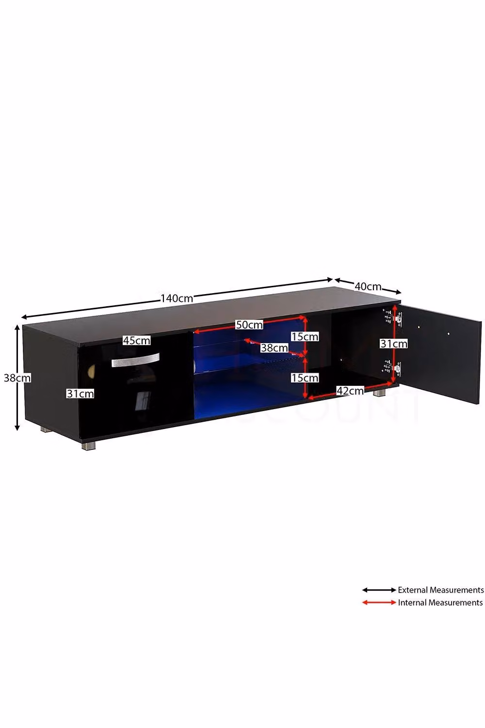 Vida Designs Cosmo 2 Door LED TV Unit Storage Organiser in Black – 2