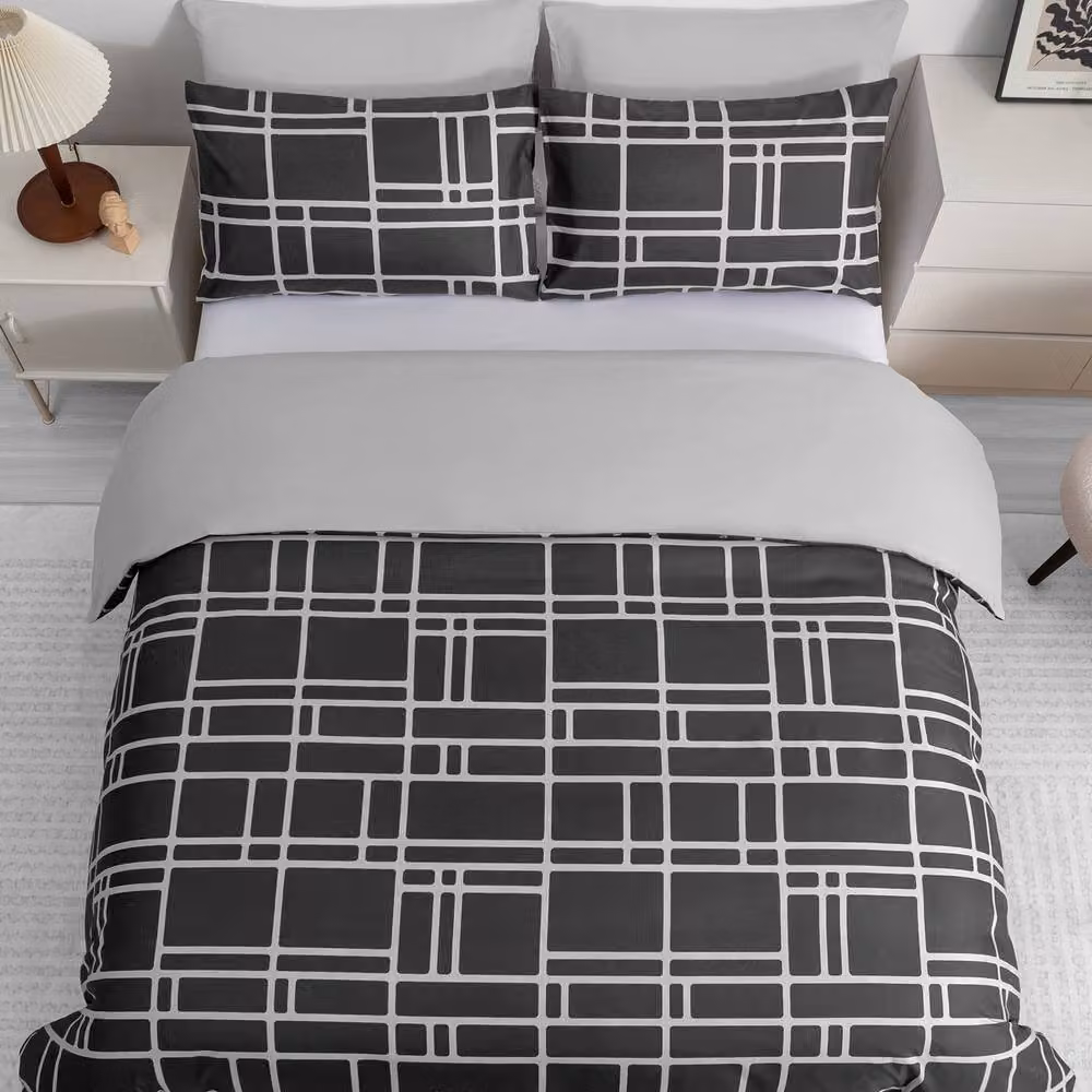 Grace Premium Microfibre Duvet Cover Set in Black, Single, 90 x 200 cm – 2