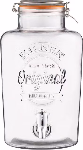 Kilner Clip Top Round Glass Drinks Dispenser, 8 l, Transparent