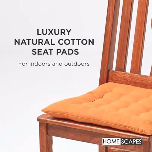 Homescapes Cotton Seat Pad in Orange, W/D/H: 40 x 40 x 6.5 cm – 4