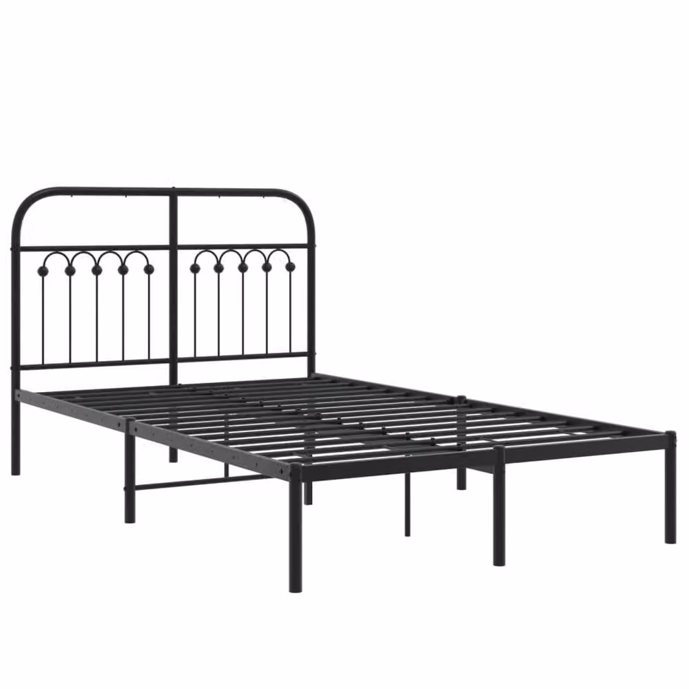 Berkfield Home Metal Bed Frame with Headboard, Black, W: 120 cm, L: 190 cm – 3