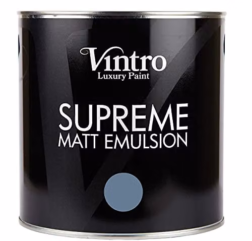 Vintro Luxury Matt Emulsion Multi Surface Paint in Chiswick House Blue, 2.5L – 3