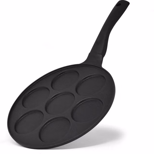 Joeji's Kitchen Non-Stick 7 Hole Pancake Frying Pan, Black