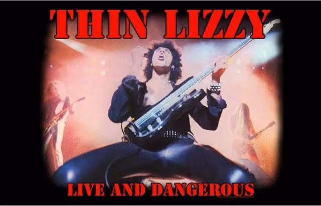Thin Lizzy Live And Dangerous Textile Poster in Black, Red and Pink