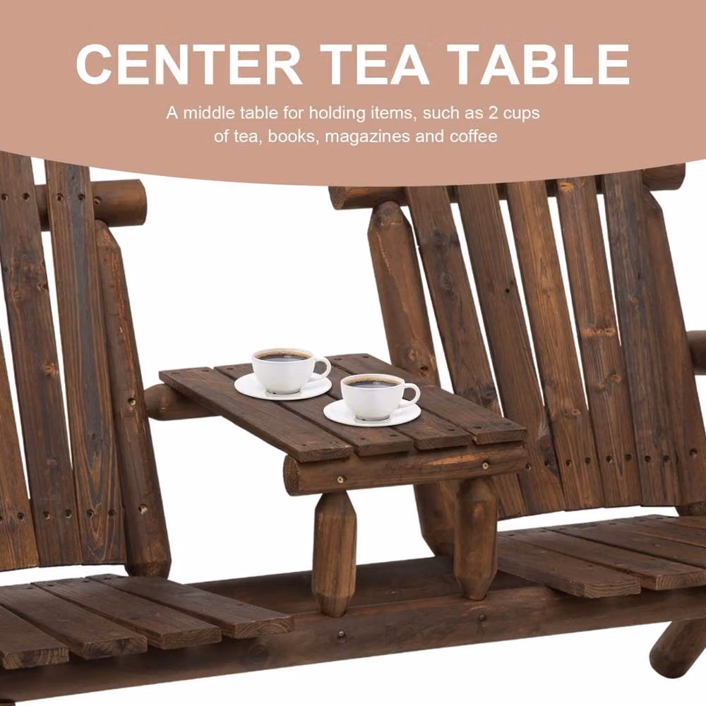 Wyld Haus Basaveva Fir Jack & Jill 2 Seater Garden Bench Centre Table in Brown – 4