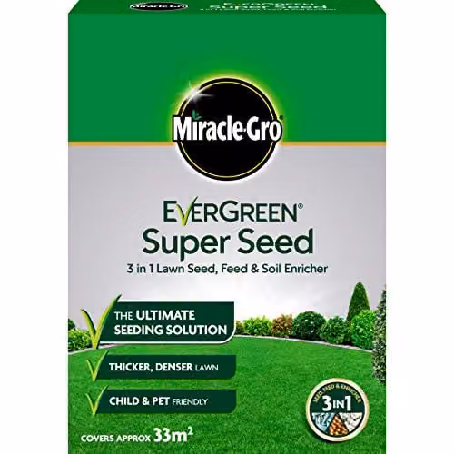 Miracle-Gro EverGreen Super Seed 3-in-1 Lawn Seed, Feed and Soil Enricher, 1 kg