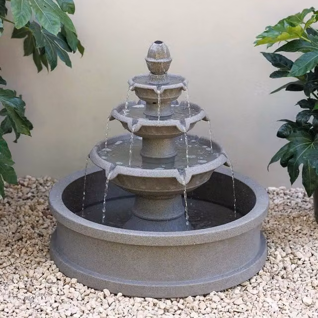 Primrose Holms 4 Tier Circular Cascade Water Fountain in Grey