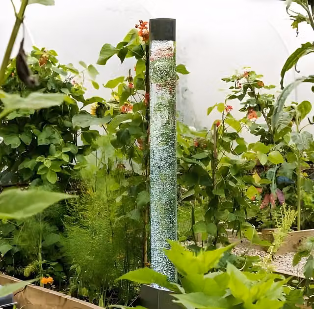 Primrose Bubble Tube Water Feature with Colour Changing LEDs in Metallic Silver, Height: 83 cm – 1