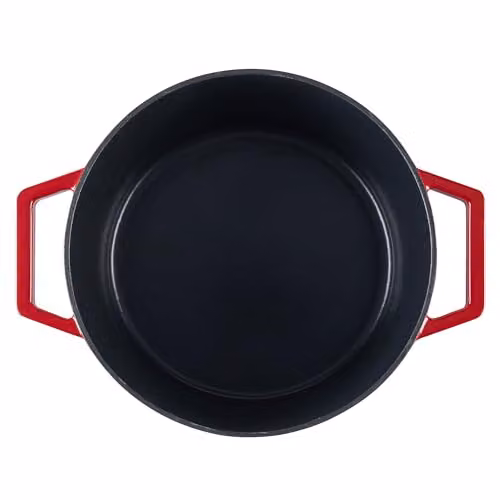 Cooks Professional Enamelled Cast Iron Casserole Dish with Lid and Handles, Red, 26cm, 5.8l – 3