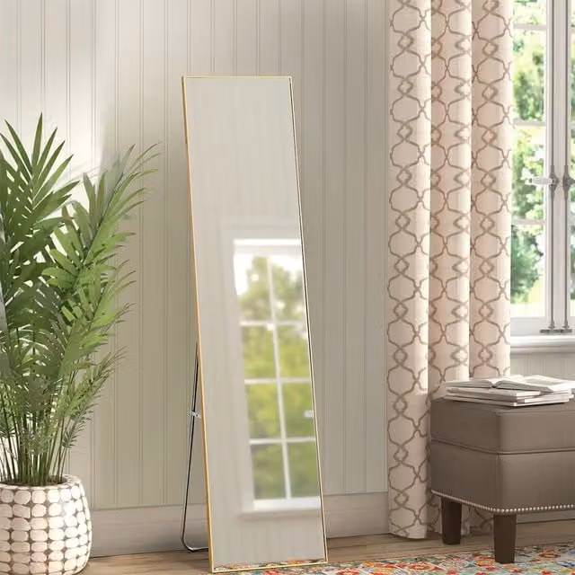 Livingandhome Dual-use Full Length Rectangular Mirror in Gold