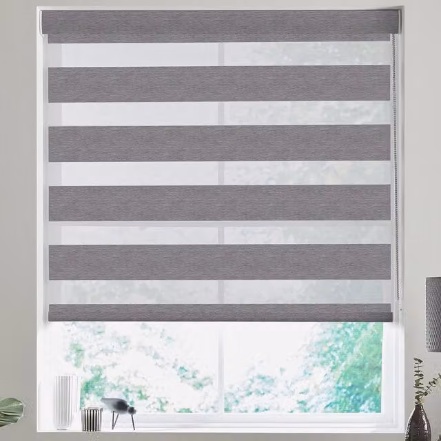Terrys Evelyn Made to Measure Striped Day and Night Blind in Grey Textile