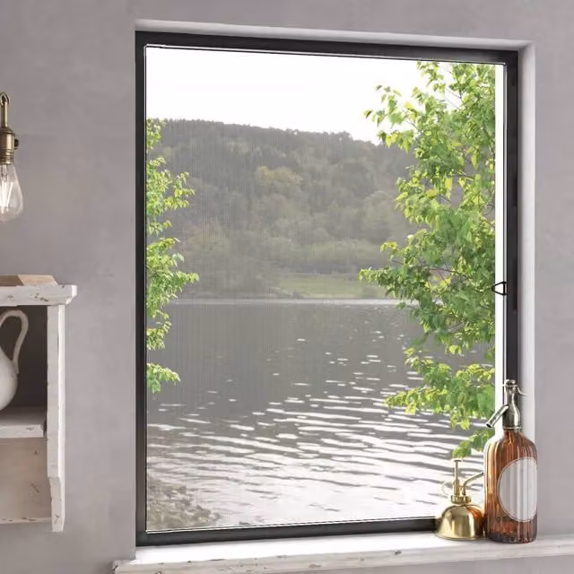 Berkfield Home Anthracite Insect Screen for Windows with Black Fibreglass Mesh, W: 80 cm, H: 100 cm
