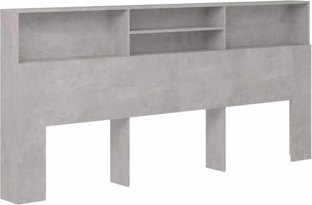 Berkfield Home Modern Headboard Cabinet with Integrated Shelf in Concrete Grey, W: 220 cm, D: 19 cm, H: 103.5 cm – 1