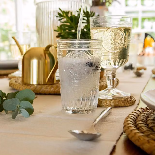 Bormioli Rocco Floral Glass Tumblers, Transparent, Set of 6, 475 ml