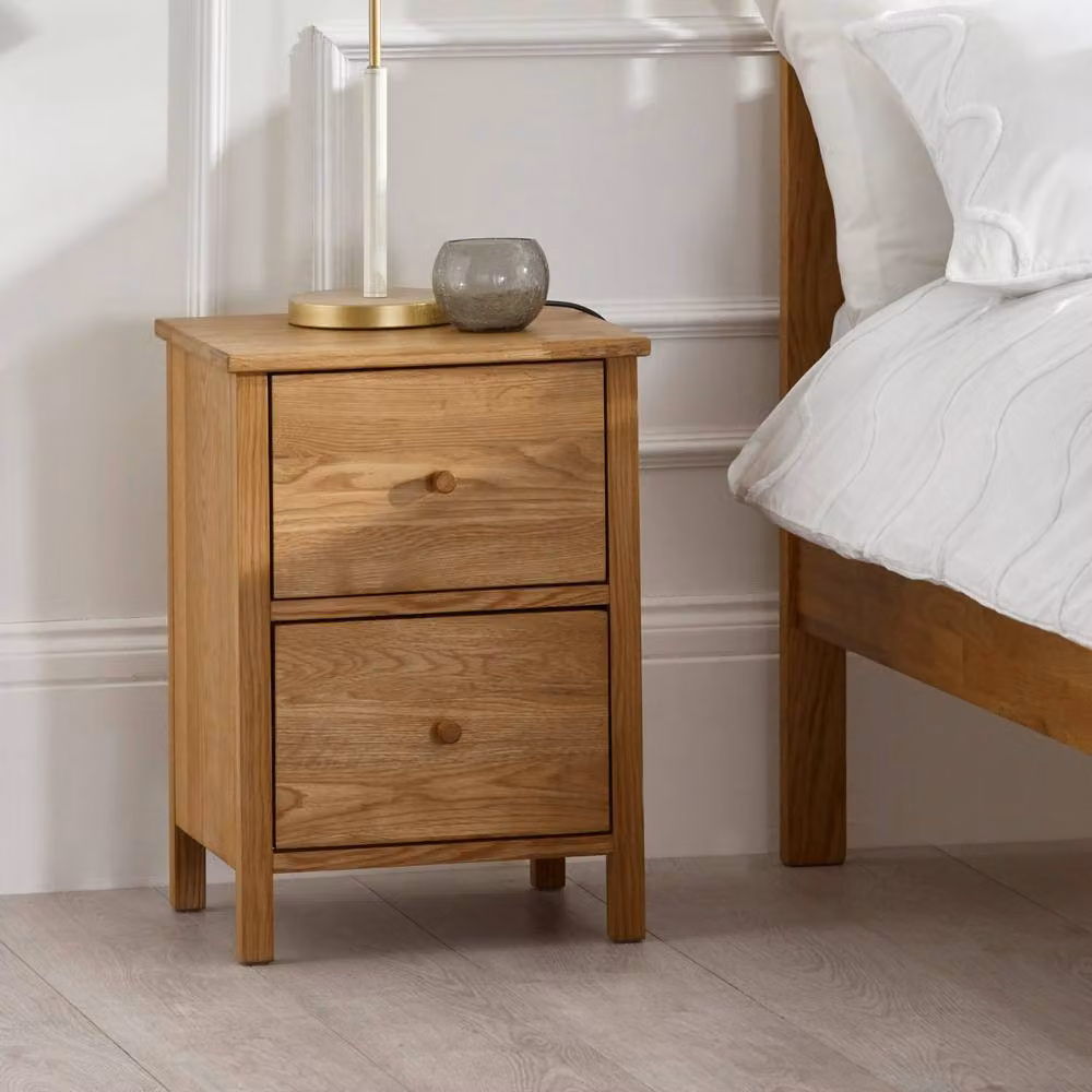 Cheshire Premium Ridgeway 2 Drawer Oak Bedside Unit in Brown – 2