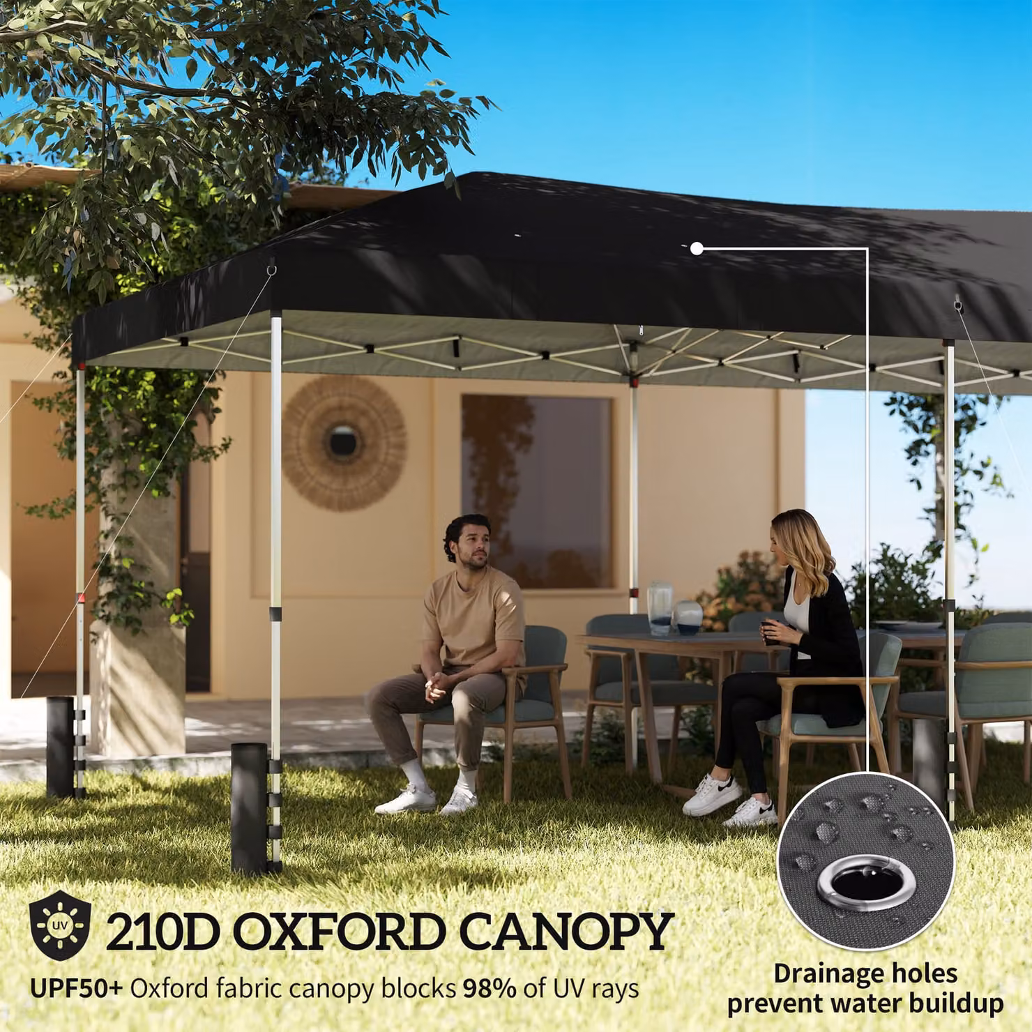 Outsunny Pop Up Garden Gazebo with 6 Sidewalls and UPF 50+ Protection, Black, W: 600 cm, D: 300 cm, H: 210 cm – 3