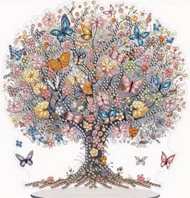 Syntego Floral Butterfly Tree Diamond Painting Art Kit, Multicolour