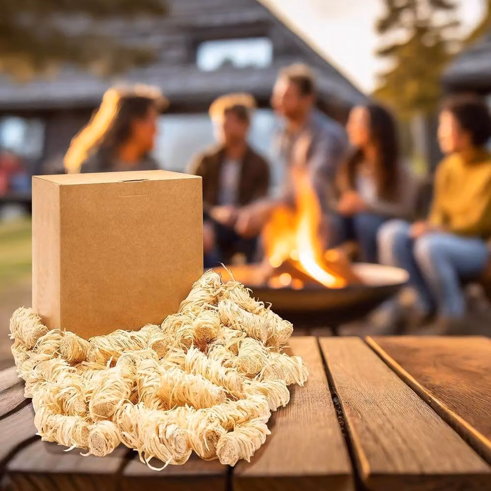 BARGAINS-GALORE 400 Pack Natural Wood and Wax Wool Firelighters for Charcoal and Wood Ignition – 3