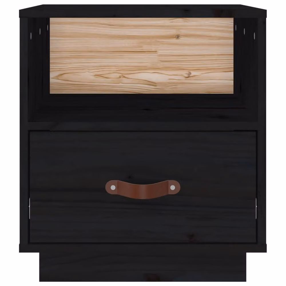 Berkfield Home Beautiful Bedside Cabinets, Set of 2, Black, Solid Pine Wood, W/D/H: 40 x 34 x 45 cm – 5