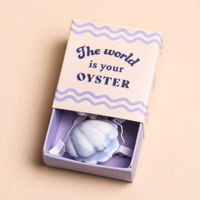Lisa Angel Ceramic Pearl Oyster Matchbox Token in Blue – 1