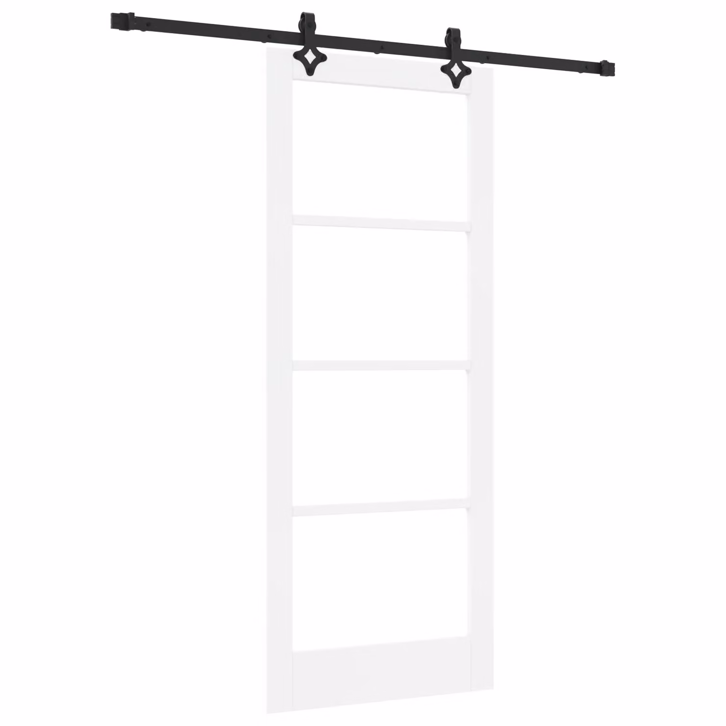 Berkfield Home Orkdal Modern Sliding Door with Hardware Set in White Lacquered Solid Wood and Glass, W/H: 83.0 x 202.0 cm – 2