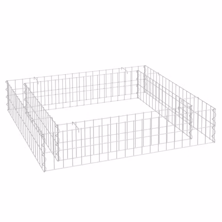 Berkfield Home Silver Galvanised Steel Wire Mesh Gabion Raised Bed, W/D/H: 100 x 100 x 20 cm