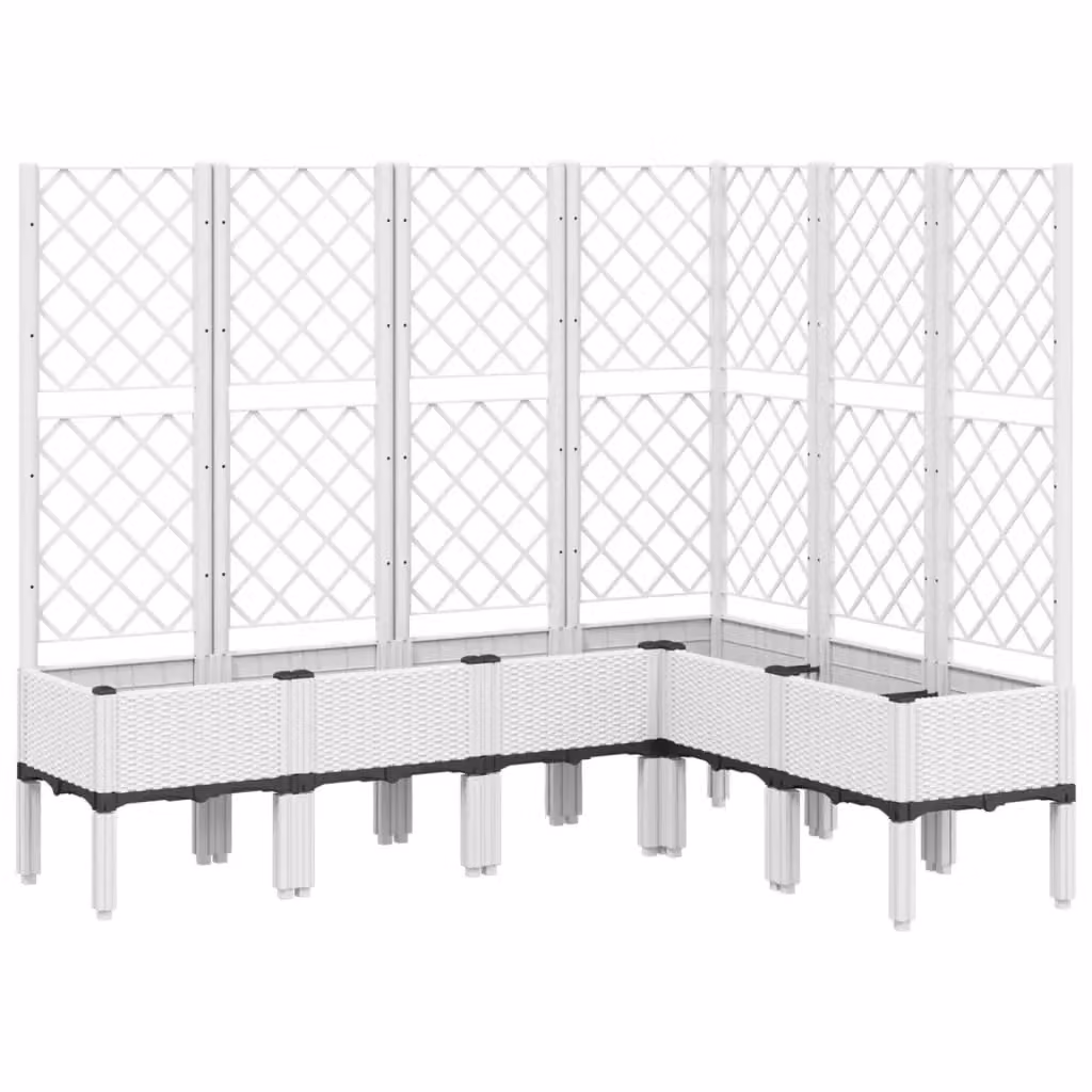 Berkfield Home Garden Planter with Trellis in White, W/D/H: 160 x 120 x 142 cm – 2