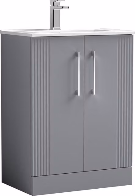 Balterley Grey Floor Standing Bathroom Vanity Unit with Rectangular Basin and Soft Close 2 Doors
